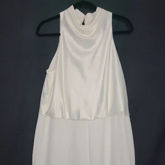 Adrianna Papell Womens Jumpsuit Size 14 Crew Neck Sleeveless Keyhole Back Crepe - Picture 3 of 13